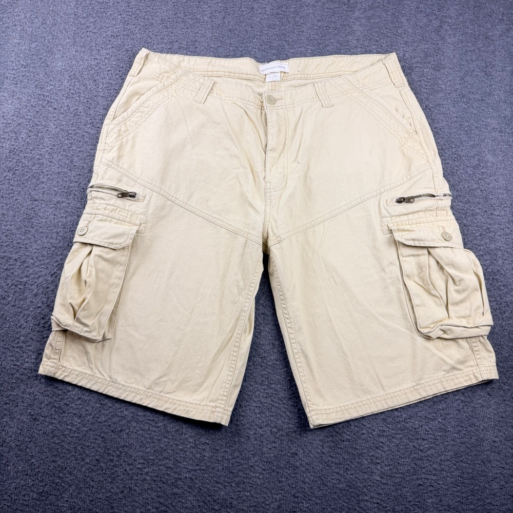 Redwood Creek Men's Cargo Shorts Size 36 Tan Beige Cotton Outdoor Utility Hiking